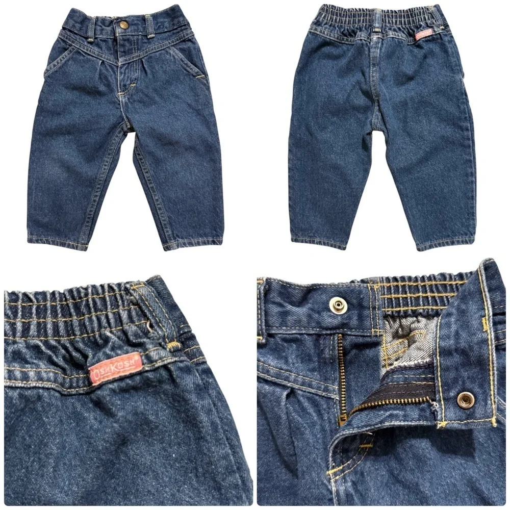 Vintage OshKosh B’gosh Pink Tag Jeans 18M Made in USA Toddler Denim 80s 90s